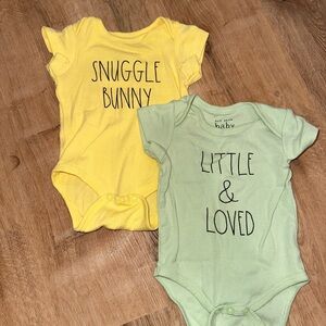 Rae Dunn Yellow and Green Baby Bodysuits